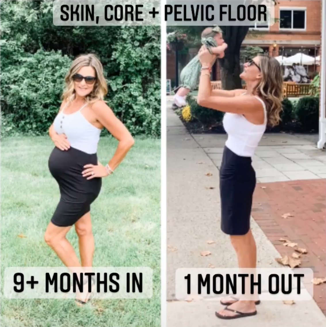 My own transformation focusing on skin, core, and pelvic floor recovery